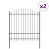 Barrière de Jardin Grise avec Tête en Arc, 3,4 x 1,75 m, en Acier 