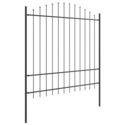 Barrière de Jardin Grise avec Tête en Arc, 3,4 x 1,75 m, en Acier 