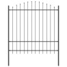 Barrière de Jardin Grise avec Tête en Arc, 3,4 x 1,75 m, en Acier 