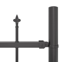 Barrière de Jardin Grise avec Tête en Arc, 3,4 x 1,75 m, en Acier 