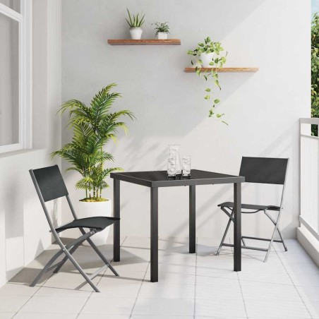 Set de mobilier de jardin , 3 pièces en textilène noir et acier. 