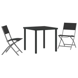 Set de mobilier de jardin , 3 pièces en textilène noir et acier. 