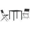 Set de mobilier de jardin , 3 pièces en textilène noir et acier. 