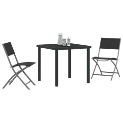 Set de mobilier de jardin , 3 pièces en textilène noir et acier. 
