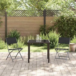 Set de mobilier de jardin , 3 pièces en textilène noir et acier. 
