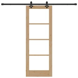 Porte Coulissante avec Matériel 73,5x198,5 cm Bois Massif Pin 