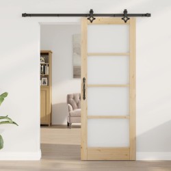 Porte coulissante avec quincaillerie "ORKDAL" Bois massif & Verre 