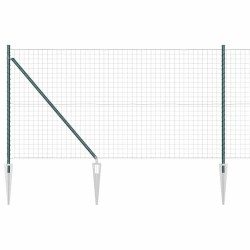 Clôture Euro avec 13 poteaux en pointe, 1 x 25 m, en acier galvanisé vert 