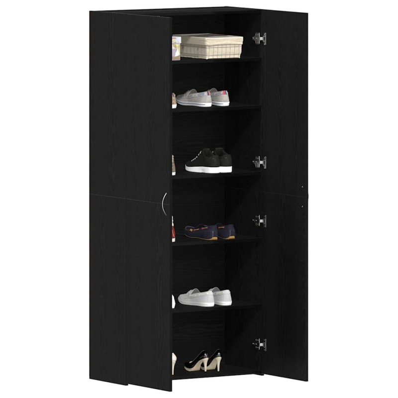 Cabinet à chaussures Noir Chêne 80x35,5x180 cm Bois d'ingénierie 