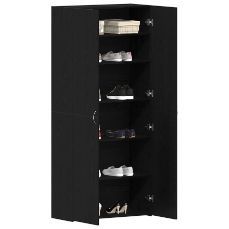 Cabinet à chaussures Noir Chêne 80x35,5x180 cm Bois d'ingénierie 