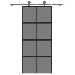 Porte coulissante noir 90x205 cm verre trempé aluminium 
