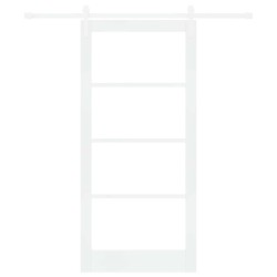 Porte coulissante avec quincaillerie "ORKDAL" Blanc en Bois massif & Verre 