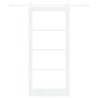 Porte coulissante avec quincaillerie "ORKDAL" Blanc en Bois massif & Verre 