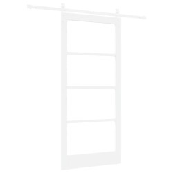 Porte coulissante avec quincaillerie "ORKDAL" Blanc en Bois massif & Verre 