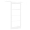 Porte coulissante avec quincaillerie "ORKDAL" Blanc en Bois massif & Verre 
