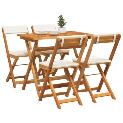 Ensemble Bistro Pliable 5 Pièces avec Coussins en Bois Massif d'Acacia 