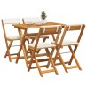 Ensemble Bistro Pliable 5 Pièces avec Coussins en Bois Massif d'Acacia 