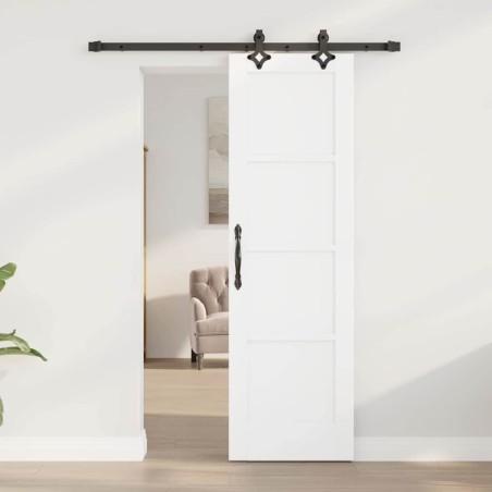 Porte Coulissante avec Ensemble de Quincaillerie "ORKDAL" Bois de Pin Solide Blanc 