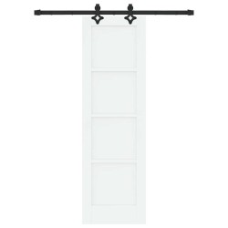 Porte Coulissante avec Ensemble de Quincaillerie "ORKDAL" Bois de Pin Solide Blanc 