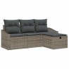 Ensemble de canapé de jardin 4 pièces avec coussins gris en poly rotin 