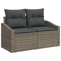 Ensemble de canapé de jardin 4 pièces avec coussins gris en poly rotin 