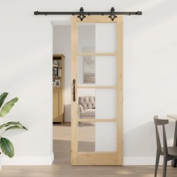 Porte coulissante avec kit matériel 73,5x211 cm Bois massif de pin 