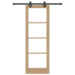 Porte coulissante avec kit matériel 73,5x211 cm Bois massif de pin 