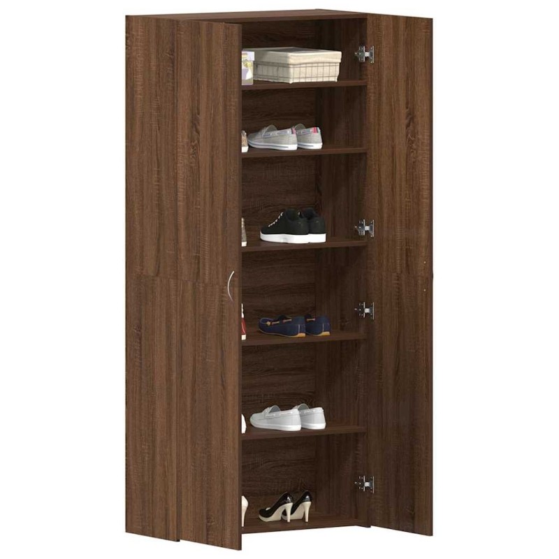 Cabinet à chaussures en chêne marron 80x35,5x180 cm en bois reconstitué 