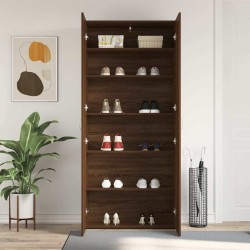 Cabinet à chaussures en chêne marron 80x35,5x180 cm en bois reconstitué 
