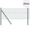 Jeu de Poteaux de Clôture Vert 0.8 x 25 m Acier galvanisé 