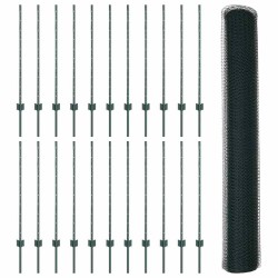 Poteaux de clôture 11 pcs U-Channel vert 100 cm en acier 