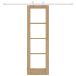 Porte coulissante avec quincaillerie 'ORKDAL'en bois massif et verre 