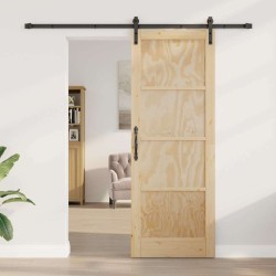 Porte Coulissante avec Ensemble Quincaillerie 78x211 cm en Bois Massif Pin 