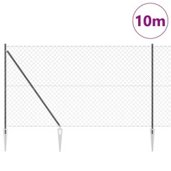 Jeu de Poteaux de Clôture Gris 1.5 x 10 m 