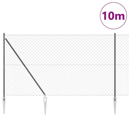 Jeu de Poteaux de Clôture Gris 1.5 x 10 m 