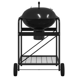 Chariot de barbecue au charbon avec couvercle noir 96x72x113 cm en métal 