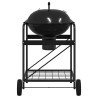 Chariot de barbecue au charbon avec couvercle noir 96x72x113 cm en métal 
