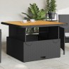 Table de jardin noir 110x110x71cm résine tressée et bois acacia 