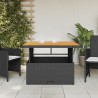 Table de jardin noir 110x110x71cm résine tressée et bois acacia 