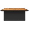 Table de jardin noir 110x110x71cm résine tressée et bois acacia 
