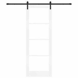 Porte Coulissante 'ORKDAL' Blanc et Noir Bois 83 x 232 cm 