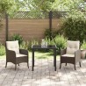 Ensemble de salle à manger de jardin 3 pièces avec coussins marron en rattan poly 