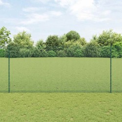 Clôture en fil soudé avec 22 poteaux en U verts 1,4x50 m en acier 