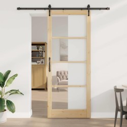 Porte coulissante avec quincaillerie 93x232 cm en bois massif de pin 