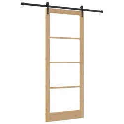 Porte coulissante avec quincaillerie 93x232 cm en bois massif de pin 