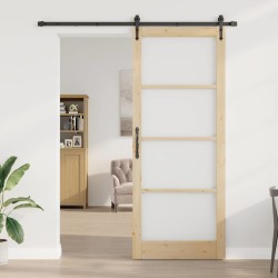 Porte coulissante avec quincaillerie 93x232 cm en bois massif de pin 