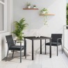 Ensemble de salle à manger de jardin , 3 pièces, avec coussins noirs en poly rotin. 