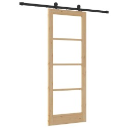 Porte coulissante avec quincaillerie 'ORKDAL'en bois massif et verre 