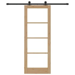 Porte coulissante avec quincaillerie 'ORKDAL'en bois massif et verre 