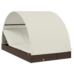 Transat 2 places avec toit rond marron 211x112x140 cm 